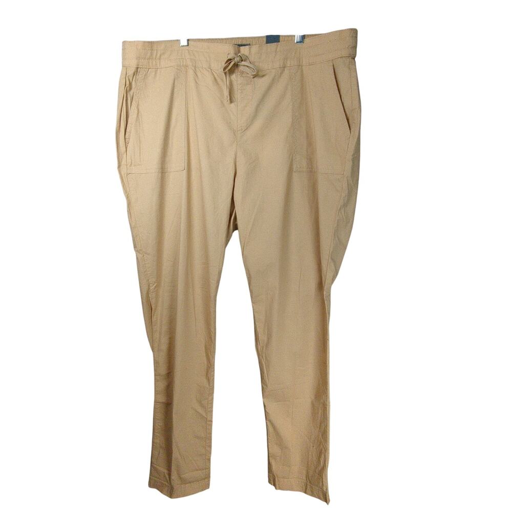 Torrid Pants Womens Plus 2X Tan Poplin Drawstring Elastic Waist New‎